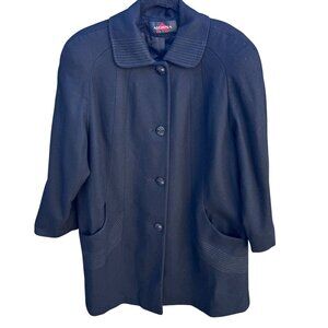 Alorna Vintage 80s 80s Womens Wool Stitched Black Coat Overcoat Minimalist Prepp